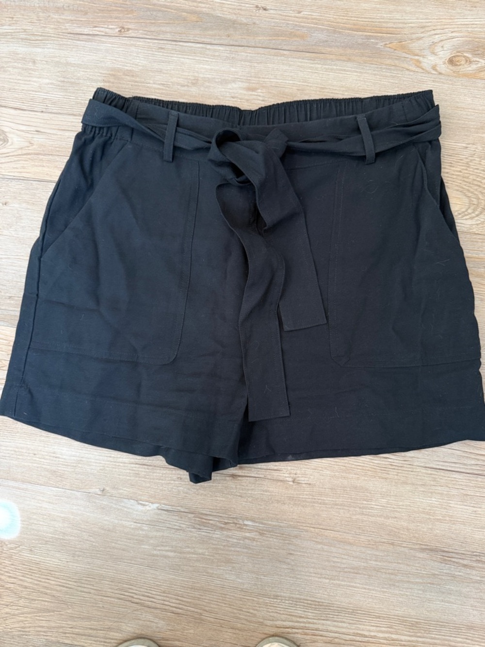 a new day Black High-Waist Belted Casual Shorts